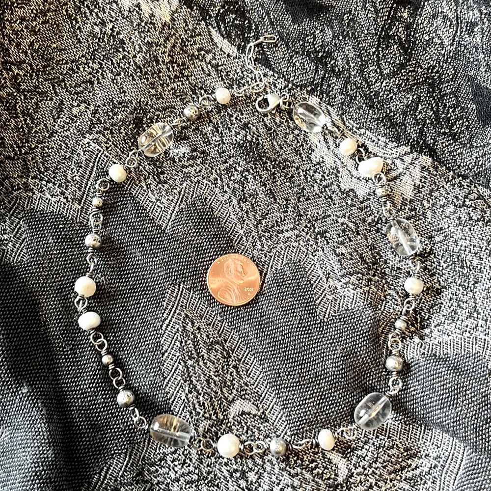 Silpada Vintage Sterling Silver Silver Pearl & Crystal Necklace - Picture 14 of 14
